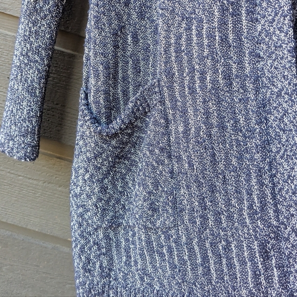 Athleta Weekend Wrap Open Front Cardigan Long Sweater With Pockets Blue White M - Picture 5 of 11